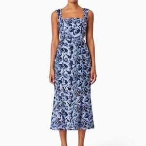 318$ ELLIAT Square Neck A Line Cocktail Midi Dress Sleeveless Size M Navy Blue